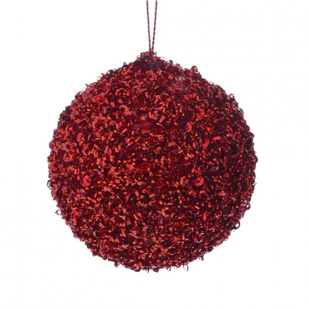 Χριστουγεννιάτικη Μπάλα Foam Κόκκινη Glitter 6εκ. iliadis 83480