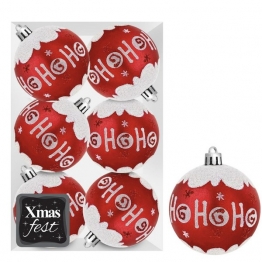 Σετ Μπάλες 6τμχ Hohoho Κόκκινες Δ8εκ. Xmas fest 93-3573
