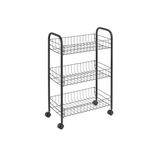Τρόλει 3 Θέσεων Μαύρο Lugano Lava Touch 41x26x64εκ. Metaltex 16-344503