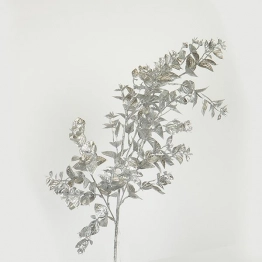Κλαδί Με Φύλλα Πλαστικό 60εκ. Ασημί ESTHETI 758-12116