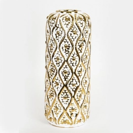 Βάζο Κεραμικό Λευκό-Χρυσό 15x37εκ. ESTHETI 752-20241