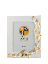 Κορνίζα Polyester Λευκή-Χρυσή Πεταλούδες 15x20εκ. Zen Collection 25.2.50713