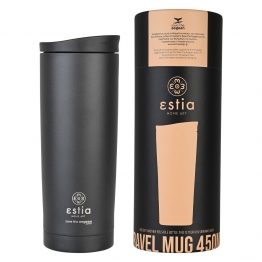 Θερμός Ποτήρι Ανοξείδωτος Travel Mug Midnight Black Save The Aegean 450ml-7,5x7,5x20εκ. Estia 01-20316