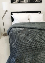 Κουβερτοπάπλωμα Flannel-Sherpa Υπέρδιπλο 220x240εκ. Comfort Rib Cut Dark Grey Le Blanc 7001051-11