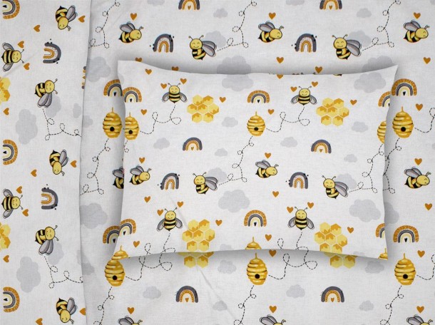 Μαξιλαροθήκη Φάκελος Bebe Βαμβακερή Rotary 35x45εκ. Honey Bee 545 White-Yellow Dimcol