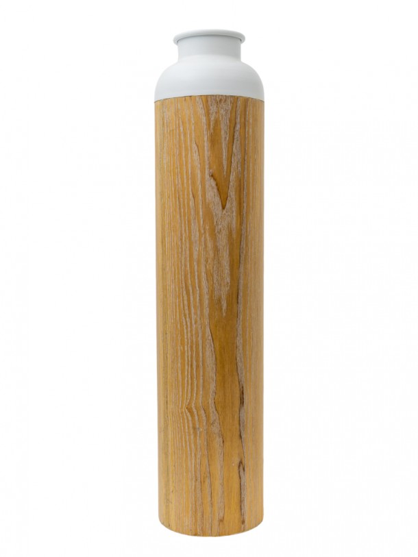 Βάζο Μεταλλικό Λευκό-Καφέ 16x16x70εκ. Zen Collection 24.6.49682