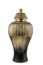 Βάζο Κεραμικό Με Καπάκι Μαύρο-Χρυσό 19,5x41εκ. Zen Collection 24.12.50672