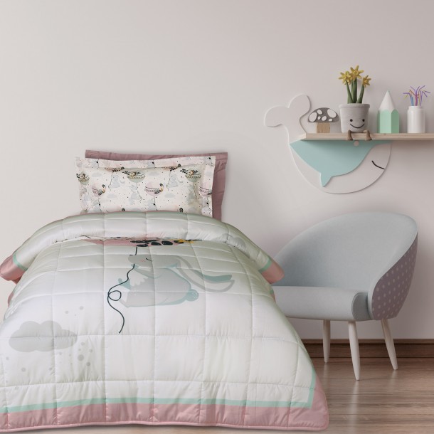 Πάπλωμα 2 Όψεων Microfiber Μονό 160x220εκ. Γαλάζιο-Μέντα-Ροζ 4915 Das Kids