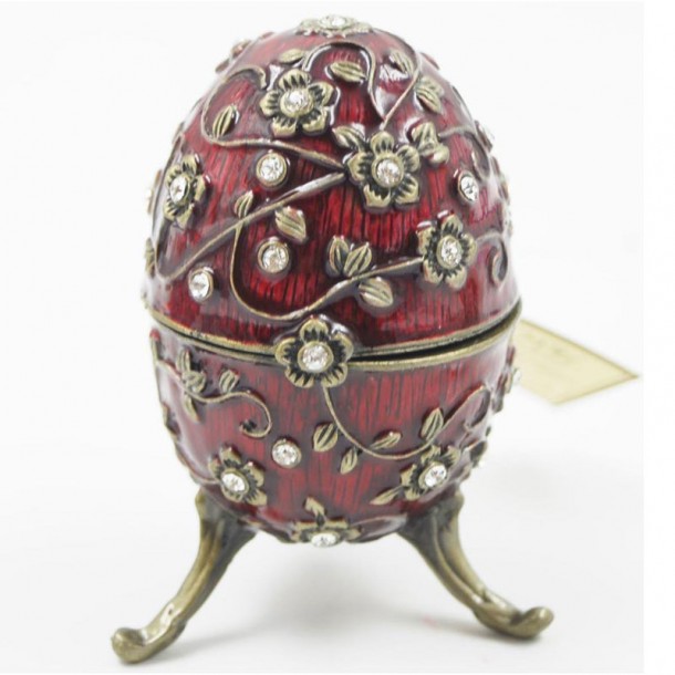 Διακοσμητικό Κουτάκι Μινιατούρα Αυγό Κόκκινο Με Σμάλτο & Στρας Royal Art 10εκ. BOS5659RD
