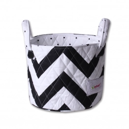 Καλαθάκι Βαμβακερό 22x18εκ. Πολλαπλών Χρήσεων 2 Όψεων Λευκό-Μαύρο Minene MN21169