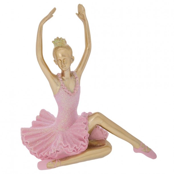 Διακοσμητική Επιτραπέζια Μπαλαρίνα Polyresin Χρυσή-Ροζ iliadis 16x10x17εκ. 91749