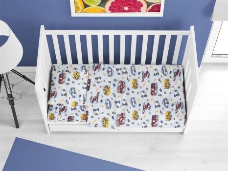 Σετ Σεντόνια Φανελένια Κούνιας 120x160εκ. Toys 46 Sky Blue DimCol