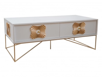 Τραπεζάκι Σαλονιού Mdf Λευκό-Χρυσό 120x60x45εκ. Zen Collection 24.39.51295