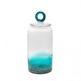 Διακοσμητικό Βάζο Με Καπάκι Γυάλινο Διάφανο-Τυρκουάζ iliadis Φ12x28,5εκ. 85012