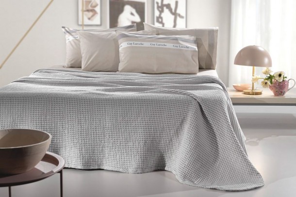 Κουβέρτα Πικέ Βαμβακερή Stonewashed Υπέρδιπλη Eternity Silver 230x240εκ. Guy Laroche