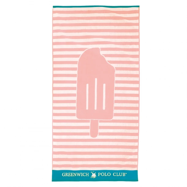 Πετσέτα Θαλάσσης Βαμβακερή 70x140εκ. Beach Towels 3892 Ροζ-Τυρκουάζ-Λευκή Greenwich Polo Club Junior
