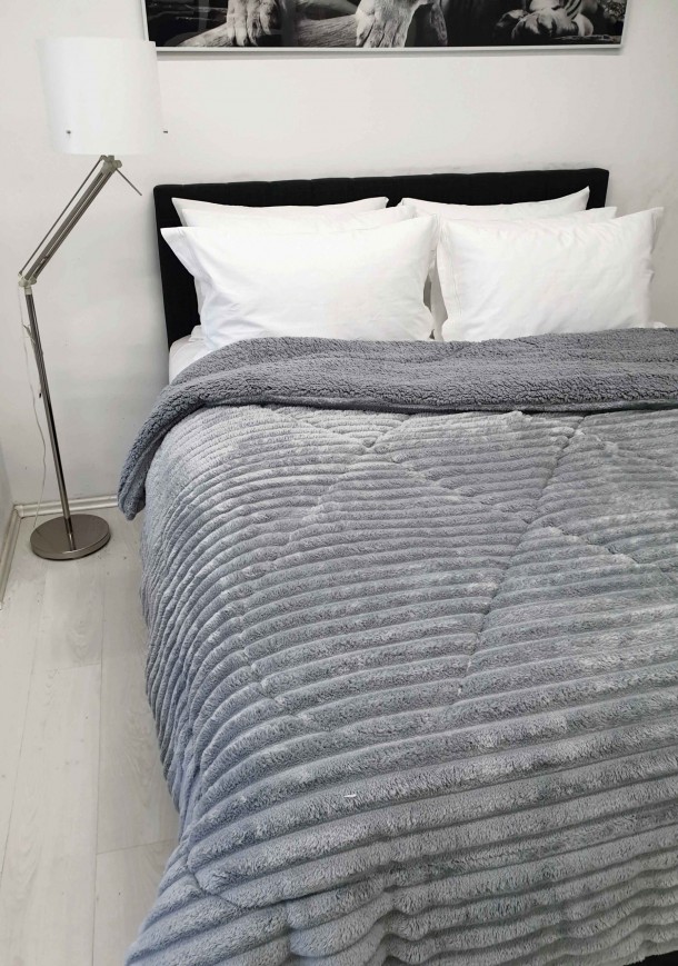 Κουβερτοπάπλωμα Flannel-Sherpa Υπέρδιπλο 220x240εκ. Comfort Wide Cut Light Grey Le Blanc 7001051-17