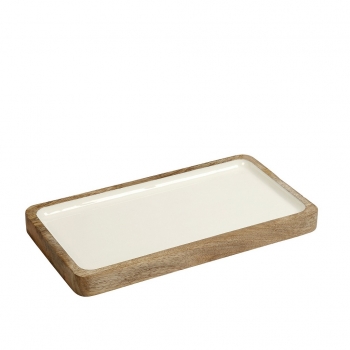 Πιατέλα Σερβιρίσματος Ξύλινη Μάνγκο Με Λευκή Επιφάνεια ESPIEL 32,5x17,6x3εκ. AKB105