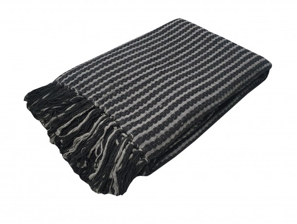 Ριχτάρι Υφαντό Polycotton Τριθέσιος 180x300εκ. Black-Light Grey Komvos Home 7012071-3