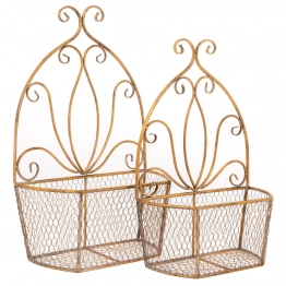 Καλάθι Σετ 2τμχ Μεταλλικό Χρυσό 40x19x63εκ.-35x17x55εκ. iliadis 89326