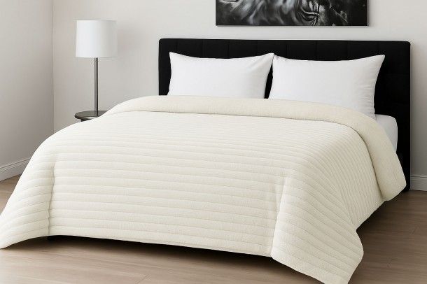 Κουβερτοπάπλωμα Flannel Comfort King 260x240εκ. Rib Ivory Le Blanc 7005226-12