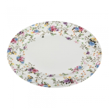 Πιατέλα Σερβιρίσματος Οβάλ Πορσελάνης Λευκό Με Λουλούδια Spring 25εκ. Oriana Ferelli PR24711008
