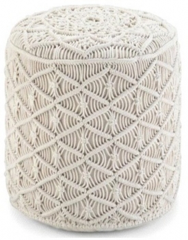Πουφ Macrame Βαμβακερό 40x40x40εκ. Natural Komvos Home