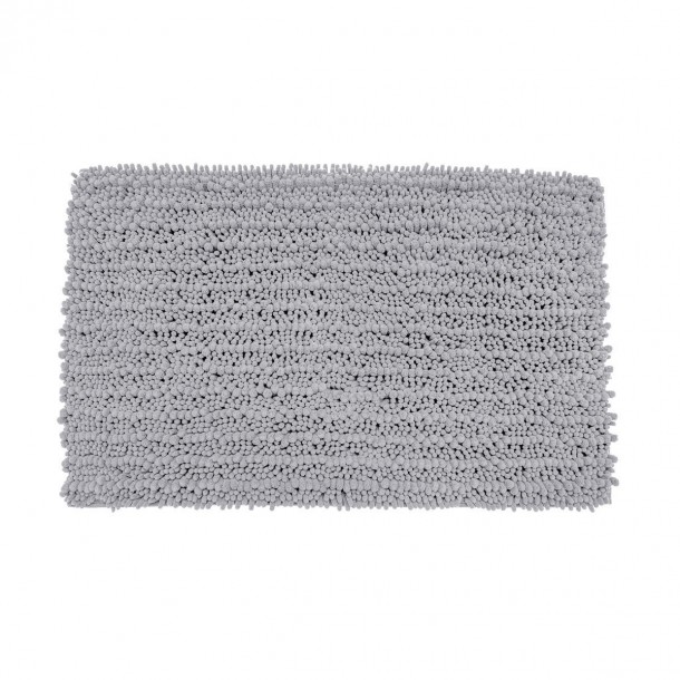 Ταπέτο Μπάνιου Polyester Shaggy Ανοιχτό Γκρι Estia 80x50x3εκ. 02-20743