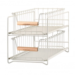 Καλάθι Οργάνωσης 2 Όροφο Μεταλλικό-Ξύλινο Συρταρωτό Ιβουάρ 20,7x36,5x25εκ. Allure Estia 02-30100