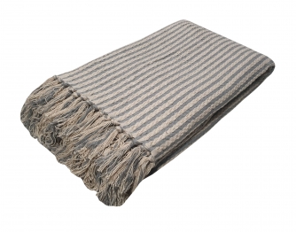 Ριχτάρι Υφαντό Polycotton Πολυθρόνας 180x180εκ. Natural-Light Grey Komvos Home 7012057-1