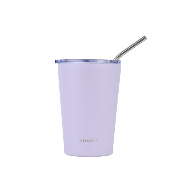 Θερμός-Ποτήρι Ανοξείδωτο Coffee Mug Homely Lavender Fog 400ml-9x8,5x13εκ. Estia 01-32654