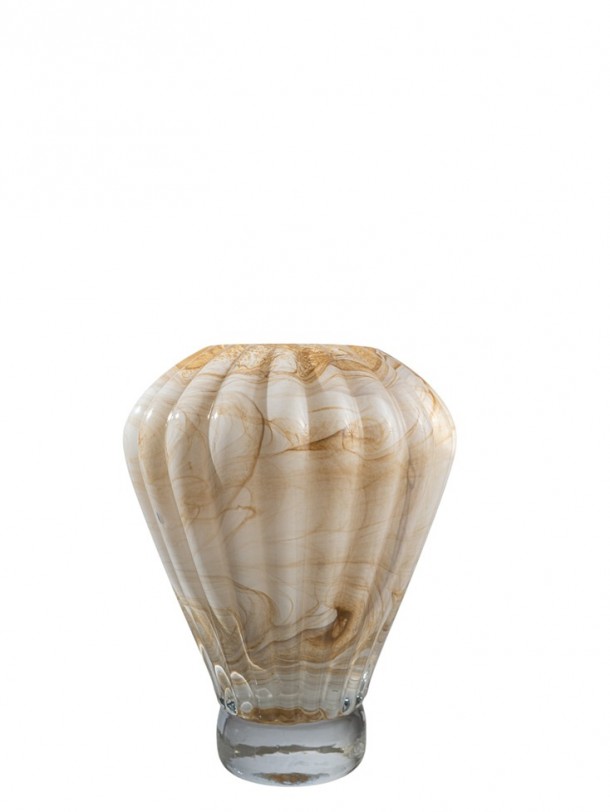 Βάζο Χειροποίητο Φυσητό Γυαλί Μπεζ Marble 20x25εκ. Zen Collection 25.43.52174