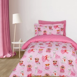 Σετ Σεντόνια Βαμβακερά Μονά 170x260εκ. Kid Line 4938 Ροζ Das Kids
