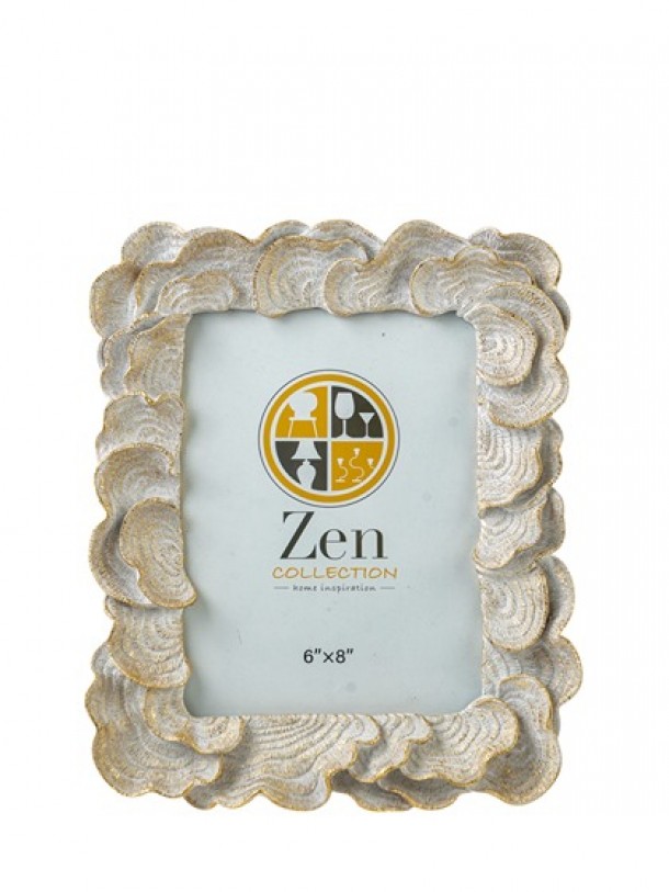 Κορνίζα Polyester Λευκή-Χρυσή Με Κοράλια 15x20εκ. Zen Collection 25.12.51476