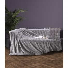 Ριχτάρι Faux Fur-Polyester Διθέσιος 180x250εκ. & Μαξιλαροθήκη Nola2 Light Grey Makis Tselios
