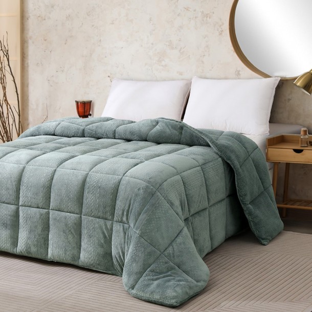Κουβερτοπάπλωμα Flannel-Sherpa Υπέρδιπλο 220x240εκ. Shelby Aqua Melinen 20001440
