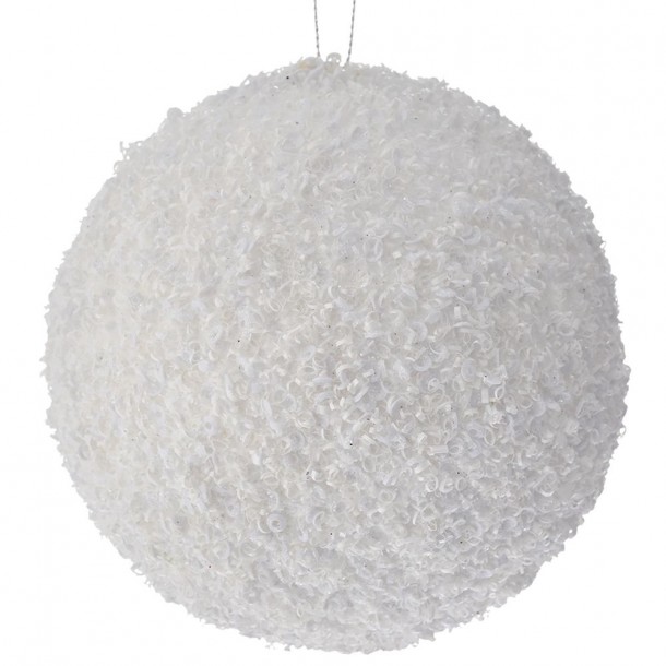Χριστουγεννιάτικη Μπάλα Polyfoam Λευκή Glitter 15εκ. iliadis 83531