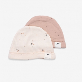 Σετ 2τμχ Σκουφάκι Βαμβακερό 0-3 Μηνών Newborn Hats Printed Olive Pink Minene 221300048300M