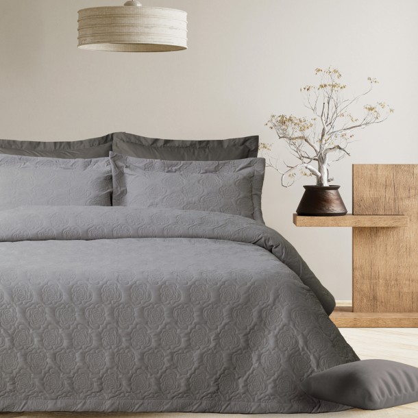 Κουβερλί Microfiber King 240x250εκ. Happy 0287 Grey Das Home