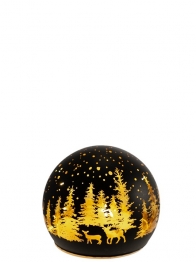 Χριστουγεννιάτικη Διακοσμητική Μπάλα Γυάλινη Με Led Μαύρη 10x9,5εκ. Zen Collection 25.39.51813