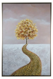 Πίνακας Καμβάς Με Κορνίζα Δέντρο Χρυσός 60x3x90εκ. Zen Collection 24.26.49815