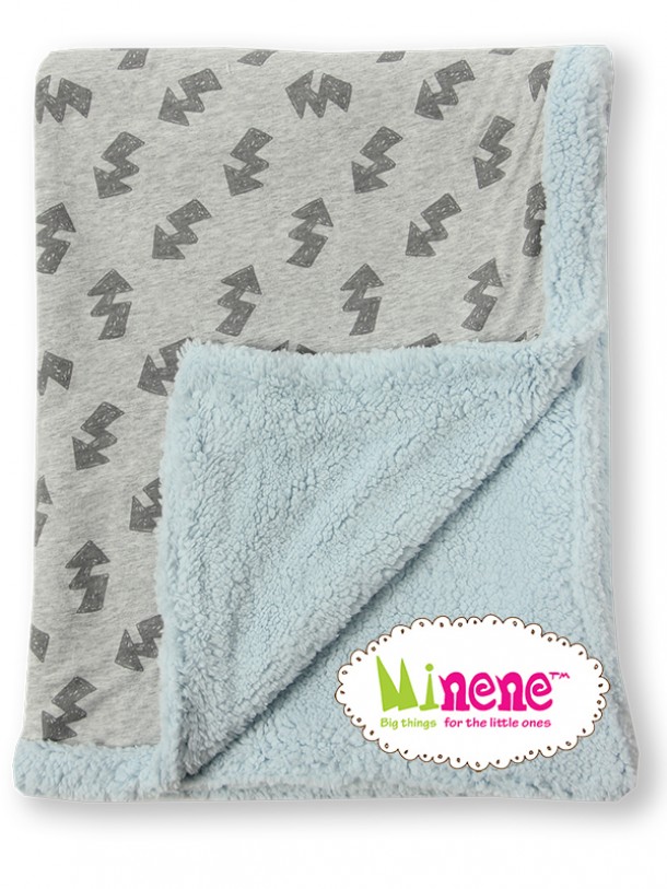 Κουβερτα Λίκνου-Αγκαλιάς 75x100εκ. Fleece Luxurious Γκρι Με Κεραυνούς Minene 18204066310OS
