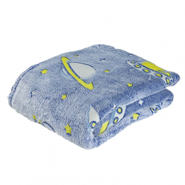 Κουβέρτα Φωσφοριζέ Fleece Κούνιας 110x150εκ. Relax 4863 Κίτρινη-Μπλε Das Baby