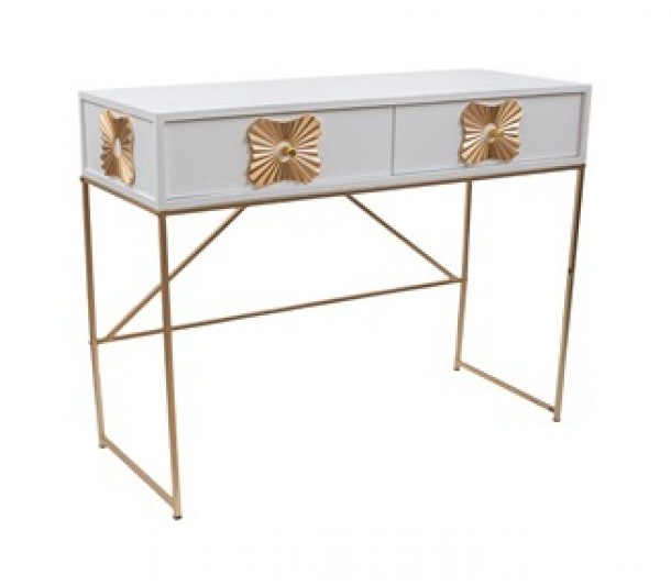 Κονσόλα Mdf Λευκή-Χρυσή 100x39x77εκ. Zen Collection 24.39.51291