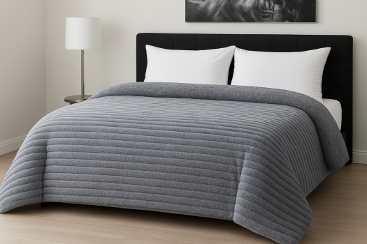 Κουβερτοπάπλωμα Flannel Comfort Υπέρδιπλο 220x240εκ. Rib Light Grey Le Blanc 7001051-28