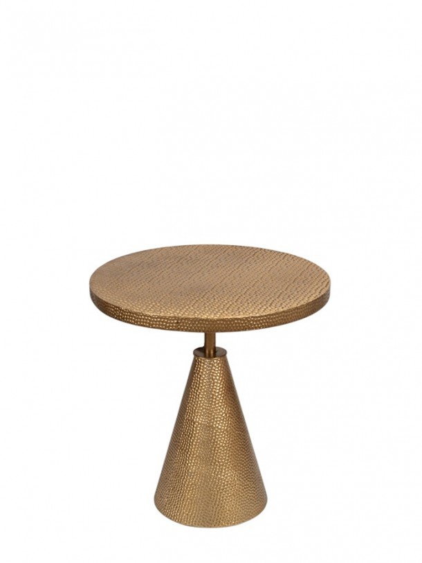 Τραπέζι Βοηθητικό Μεταλλικό Σφυρίλατο Χρυσό 50x50x52εκ. Zen Collection 25.55.52280