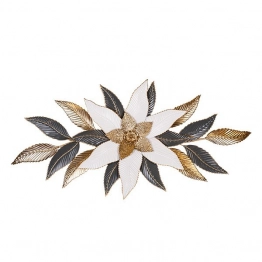 Διακοσμητικό Τοίχου Μεταλλικό Λουλούδι Λευκό-Γκρι-Χρυσό 133x6x66,5εκ. ESTHETI 812-30011