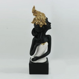 Διακοσμητική Επιτραπέζια Γυναικεία Φιγούρα Polyresin Χρυσή-Λευκή-Μαύρη 11,5x8,5x35εκ. ESTHETI 752-27193