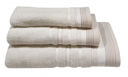 Πετσέτα Βαμβακερή Προσώπου 50x90εκ. Satin Stripe Sand Komvos 7005912-7