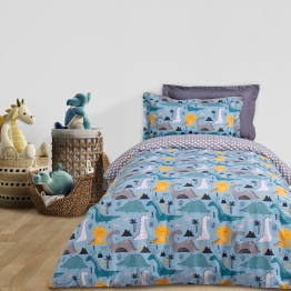 Σετ Σεντόνια Polycotton Μονά 170x260εκ. Kid Line 4928 Μπλε-Γκρι Das Kids